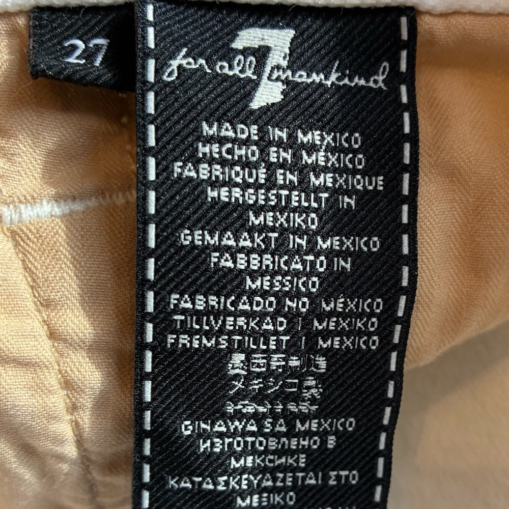 NWT 7 For All Mankind Low Straight Distressed White Jeans Blue Patch Pocket 27 - Picture 11 of 12